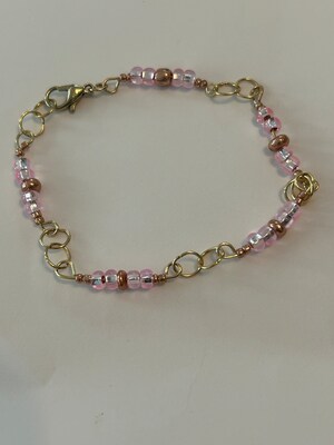 Rose Gold, pink, and gold beaded bracelet - image2